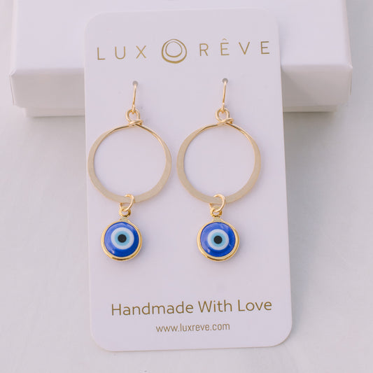 Gold-filled Evil Eye Hoop Earrings