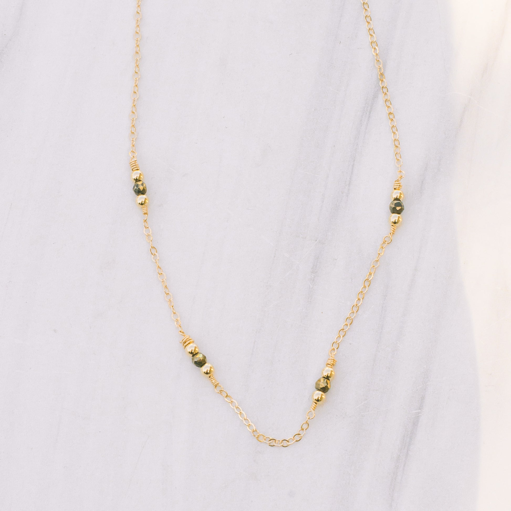 Gold-filled Pyrite Beaded Necklace - Lux Reve