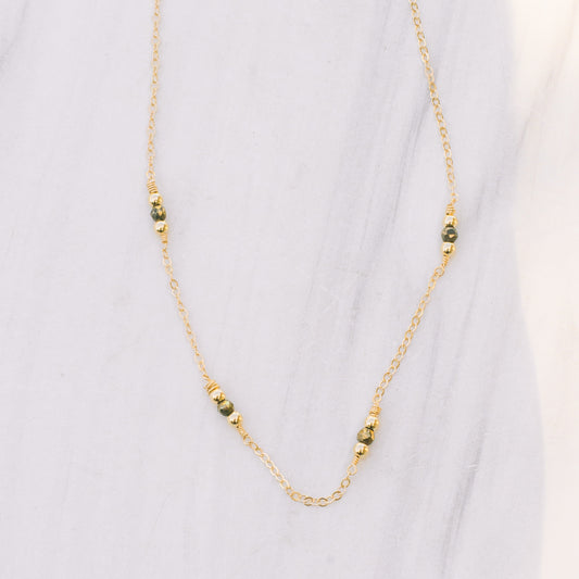 Gold-filled Pyrite Beaded Necklace - Lux Reve