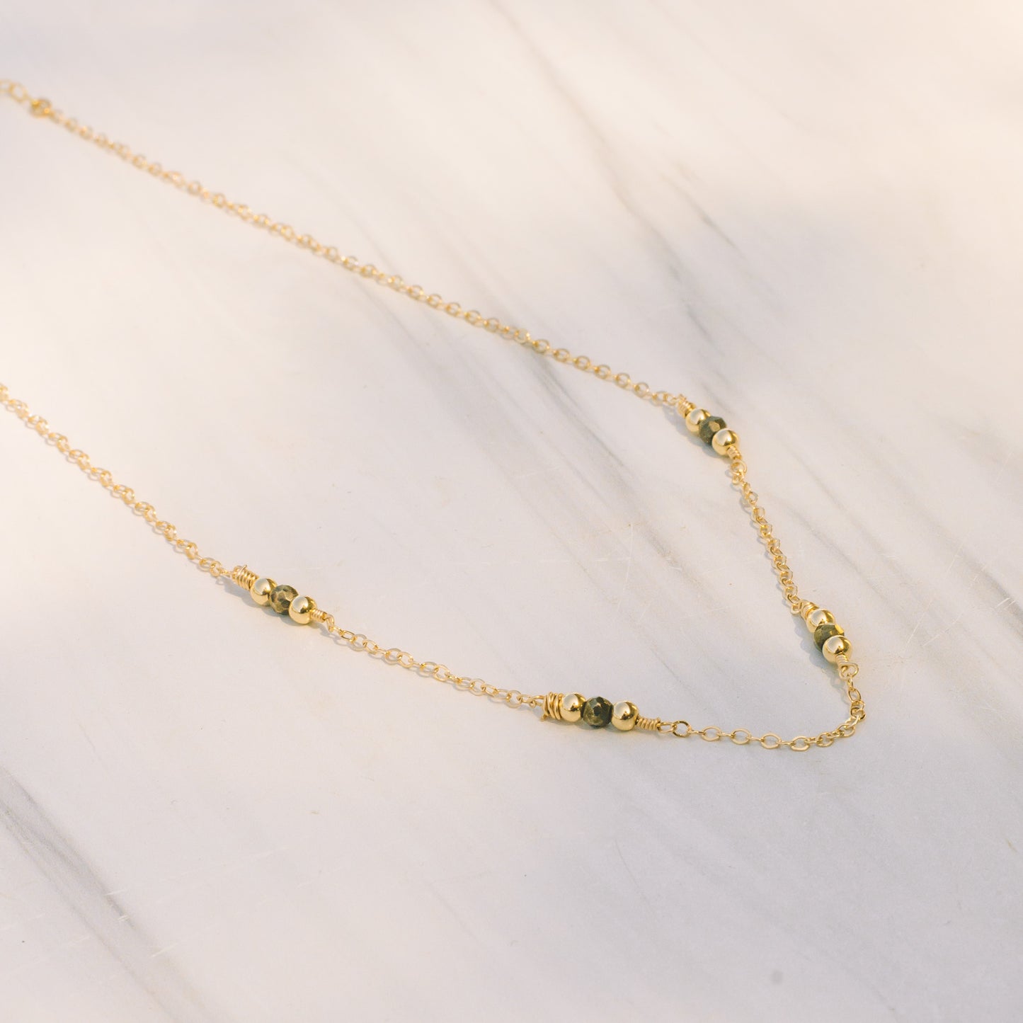 Gold-filled Pyrite Beaded Necklace - Lux Reve