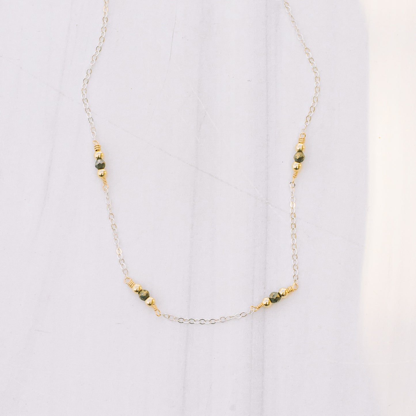 Silver Pyrite Beaded Necklace - Lux Reve