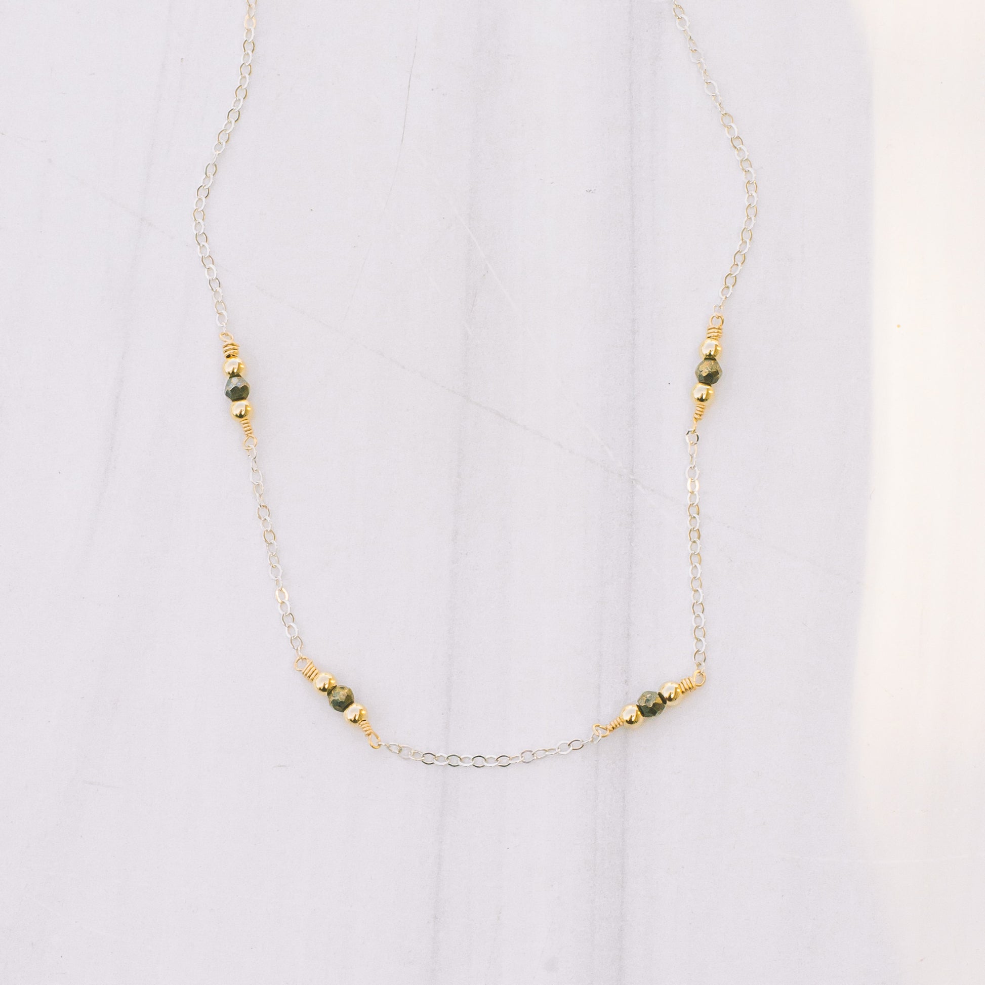 Silver Pyrite Beaded Necklace - Lux Reve