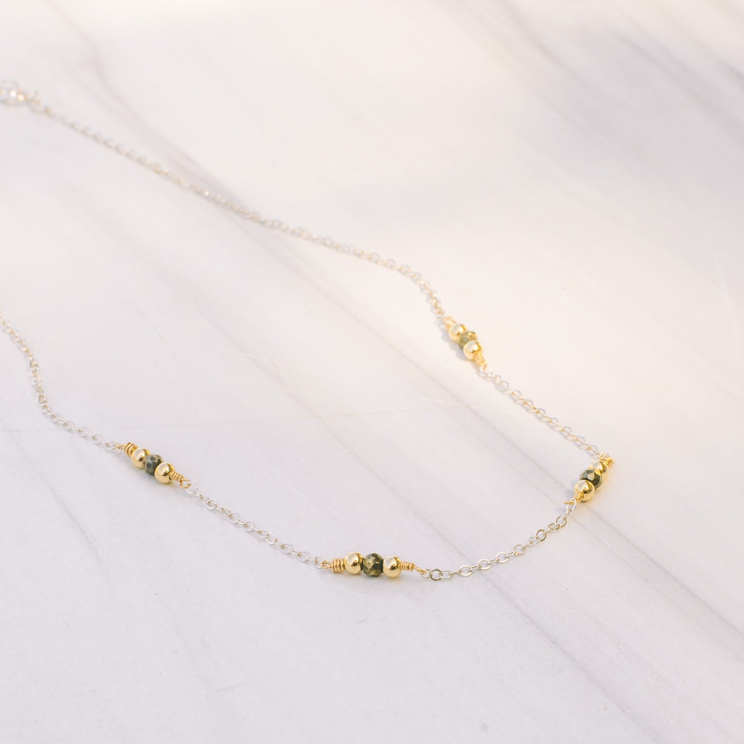 Silver Pyrite Beaded Necklace - Lux Reve