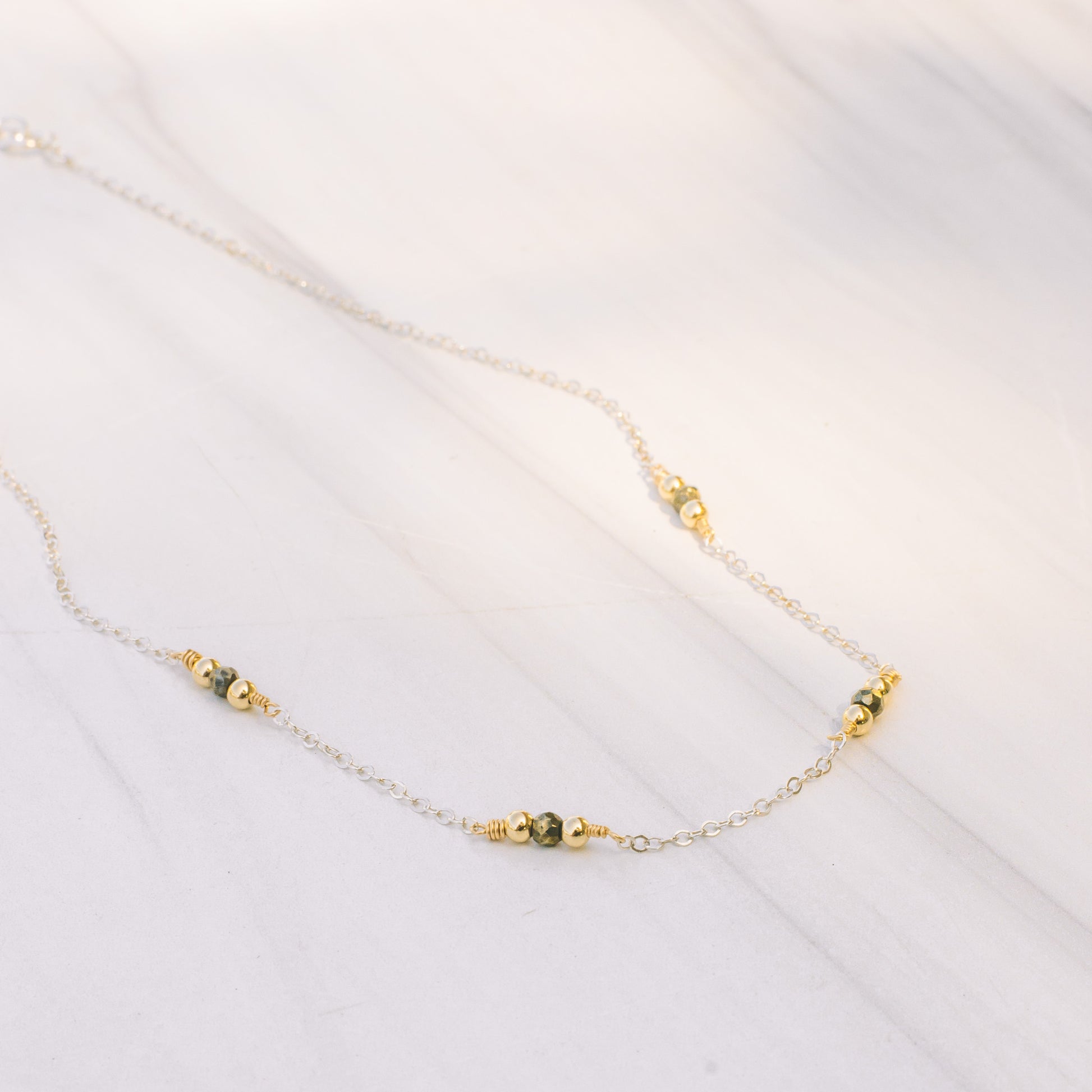 Silver Pyrite Beaded Necklace - Lux Reve