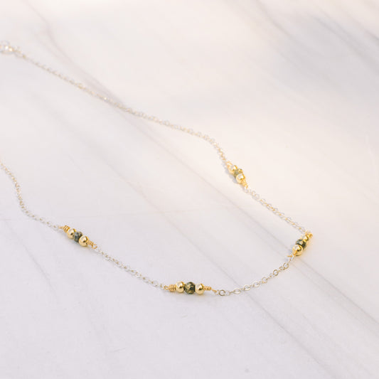 Silver Pyrite Beaded Necklace - Lux Reve