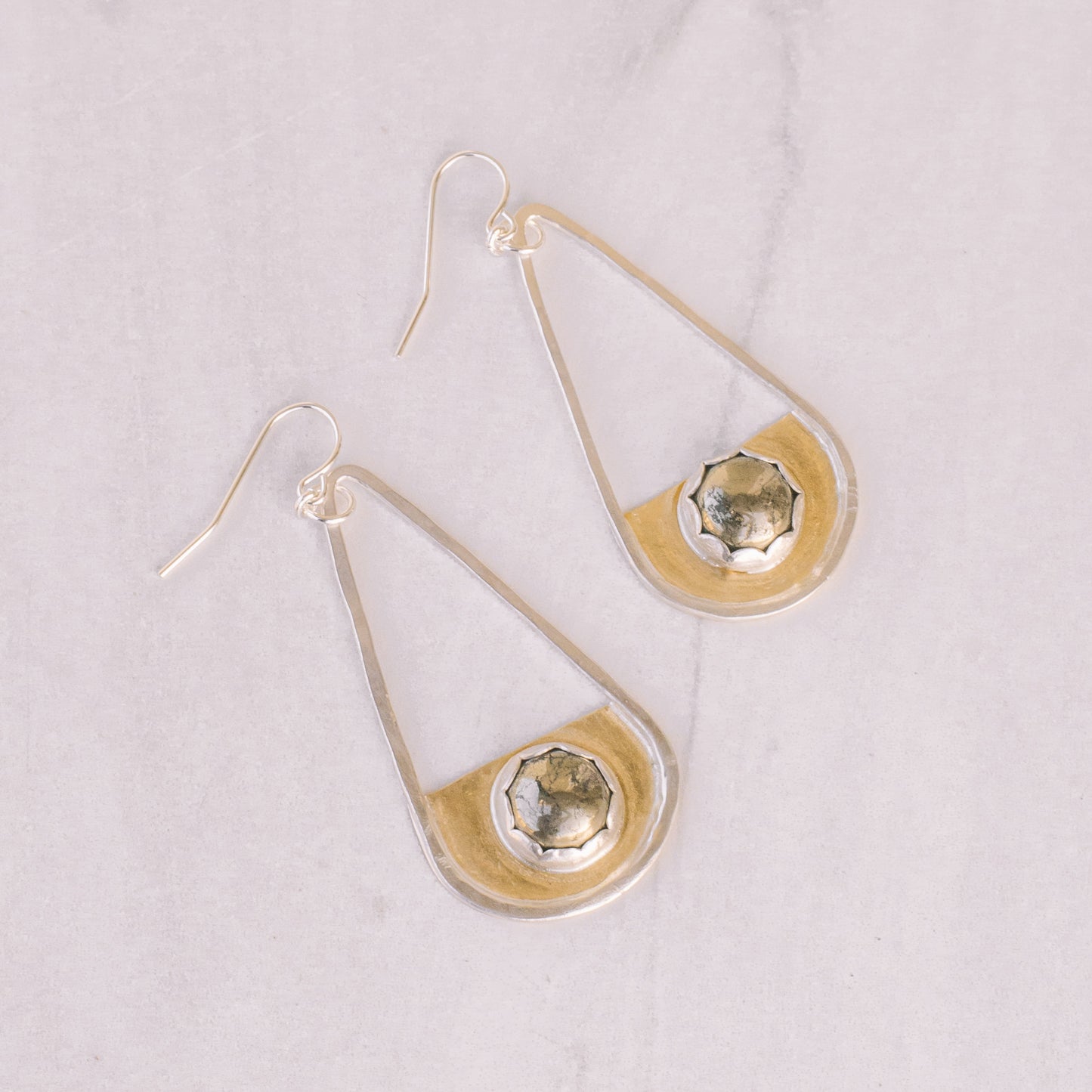 Pyrite Mixed Metal Statement Earrings - Lux Reve