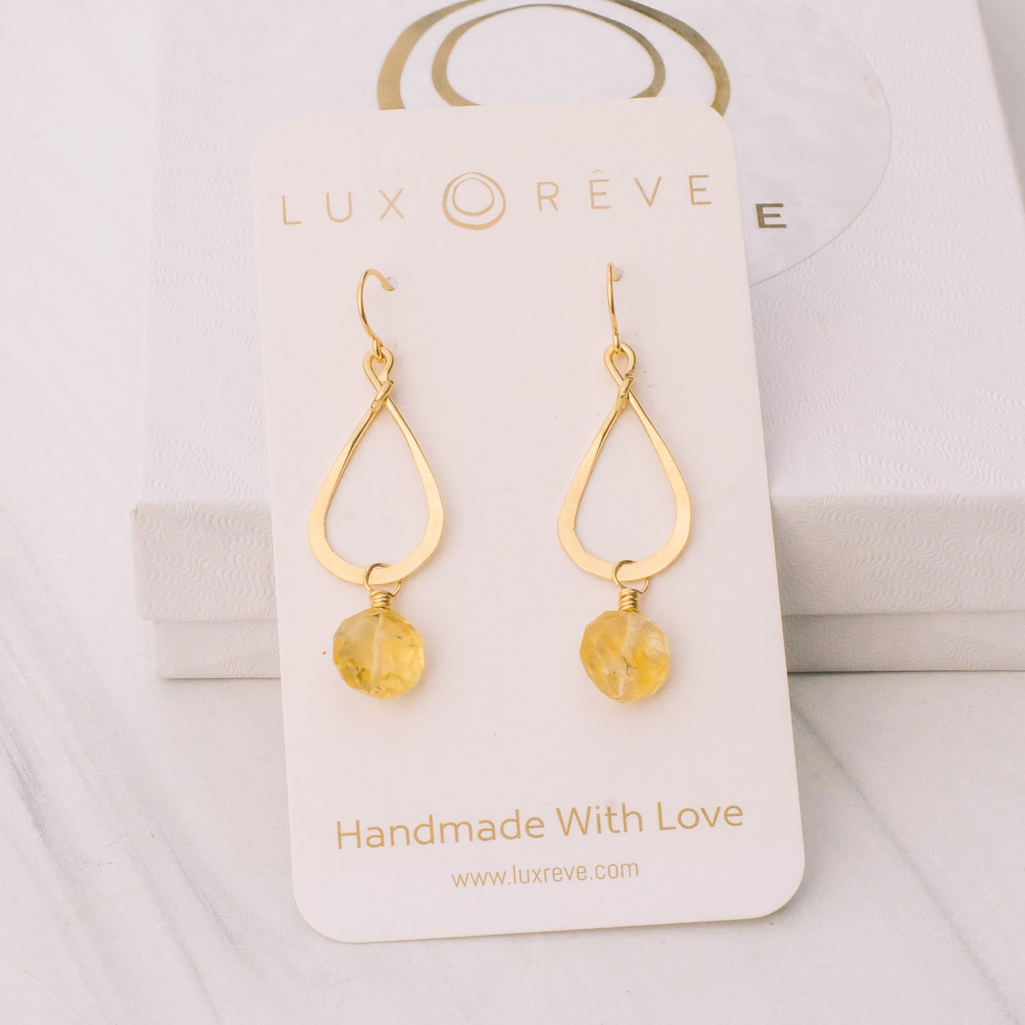 Gold-filled Citrin Teardrop Earrings - Lux Reve