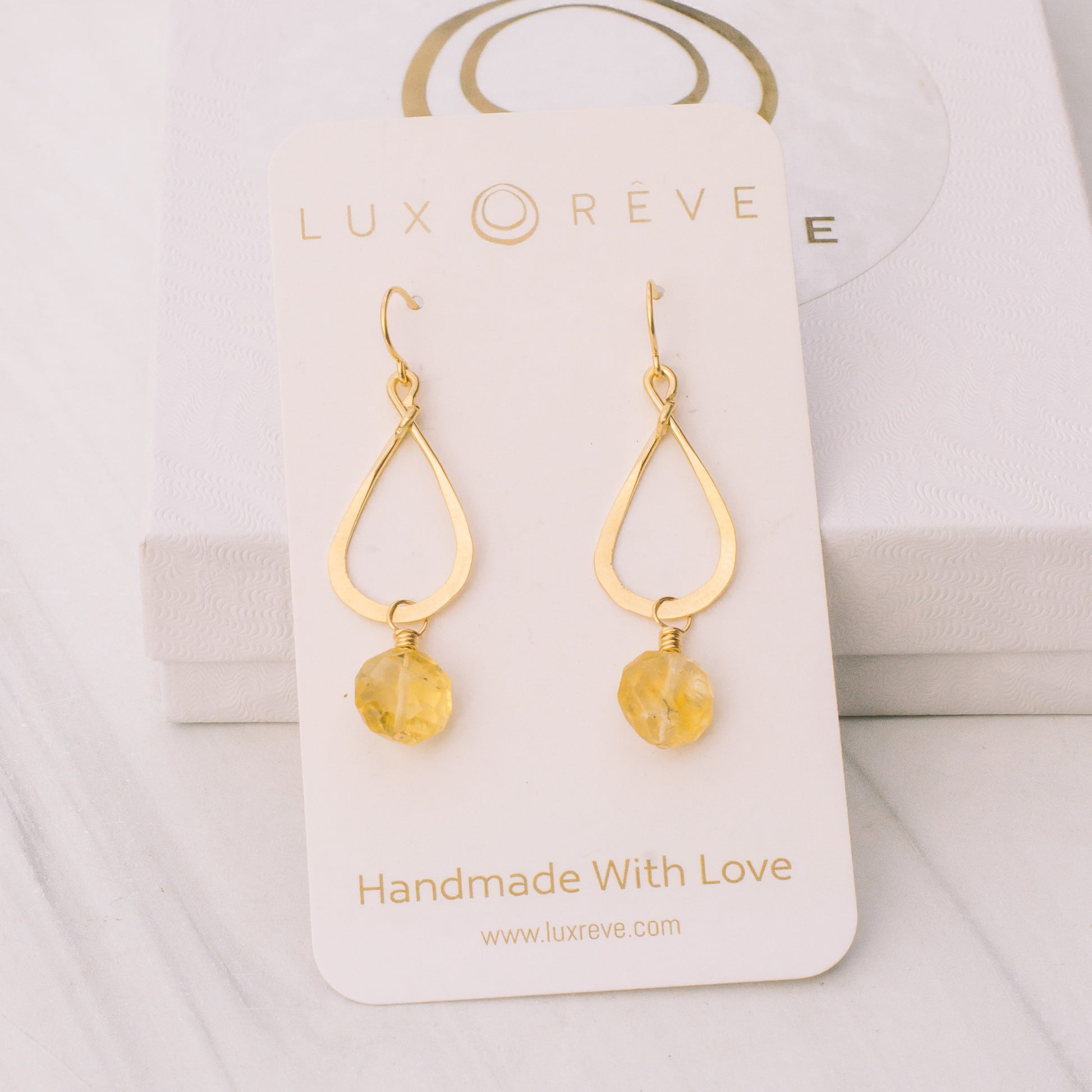 Gold-filled Citrin Teardrop Earrings - Lux Reve