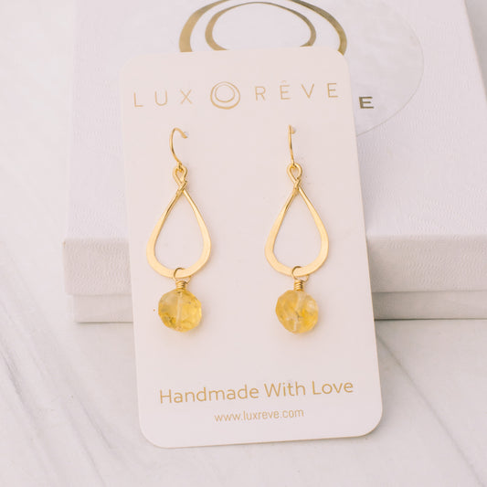 Gold-filled Citrin Teardrop Earrings - Lux Reve