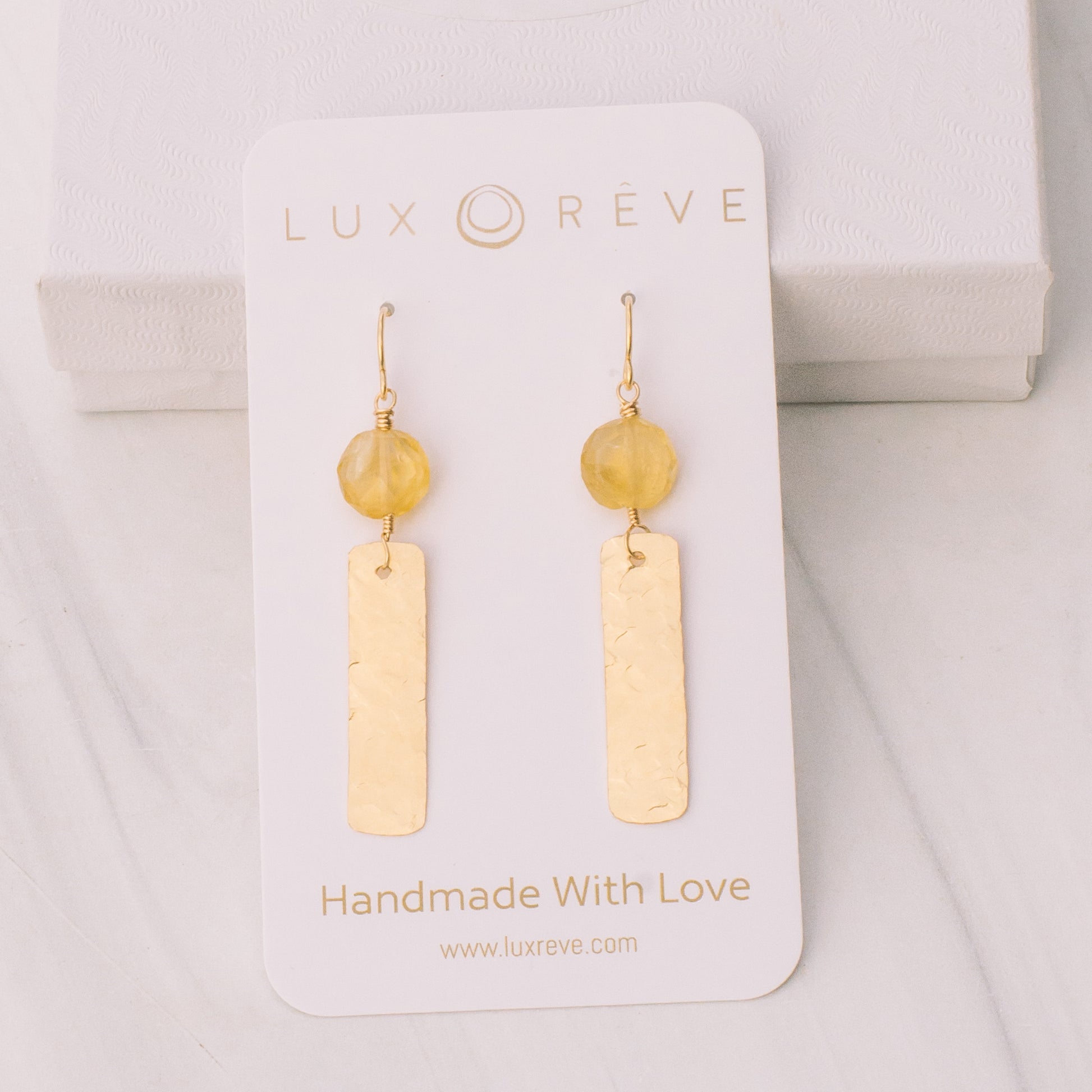 Gold-filled Citrine Bar Earrings - Lux Reve