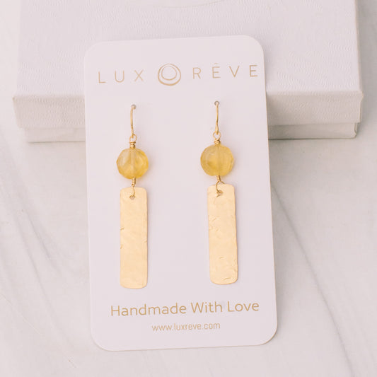 Gold-filled Citrine Bar Earrings - Lux Reve