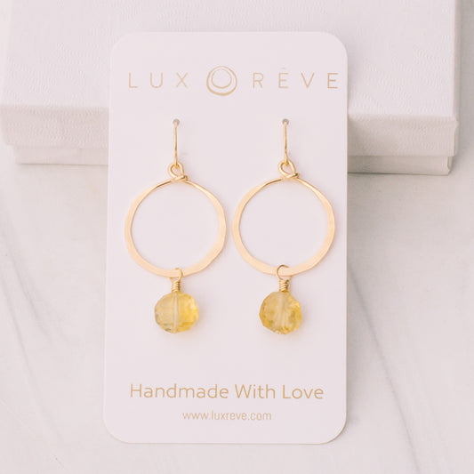 Gold-filled Citrine Hoops - Lux Reve