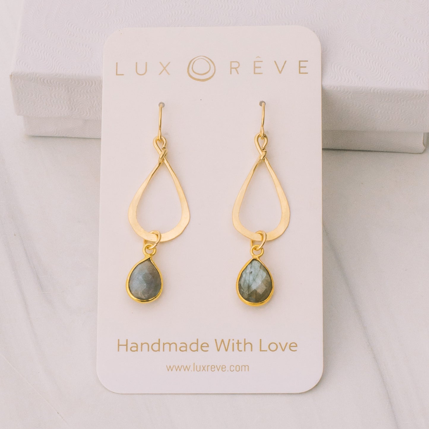 Gold-filled Labradorite Teardrop Earrings - Lux Reve