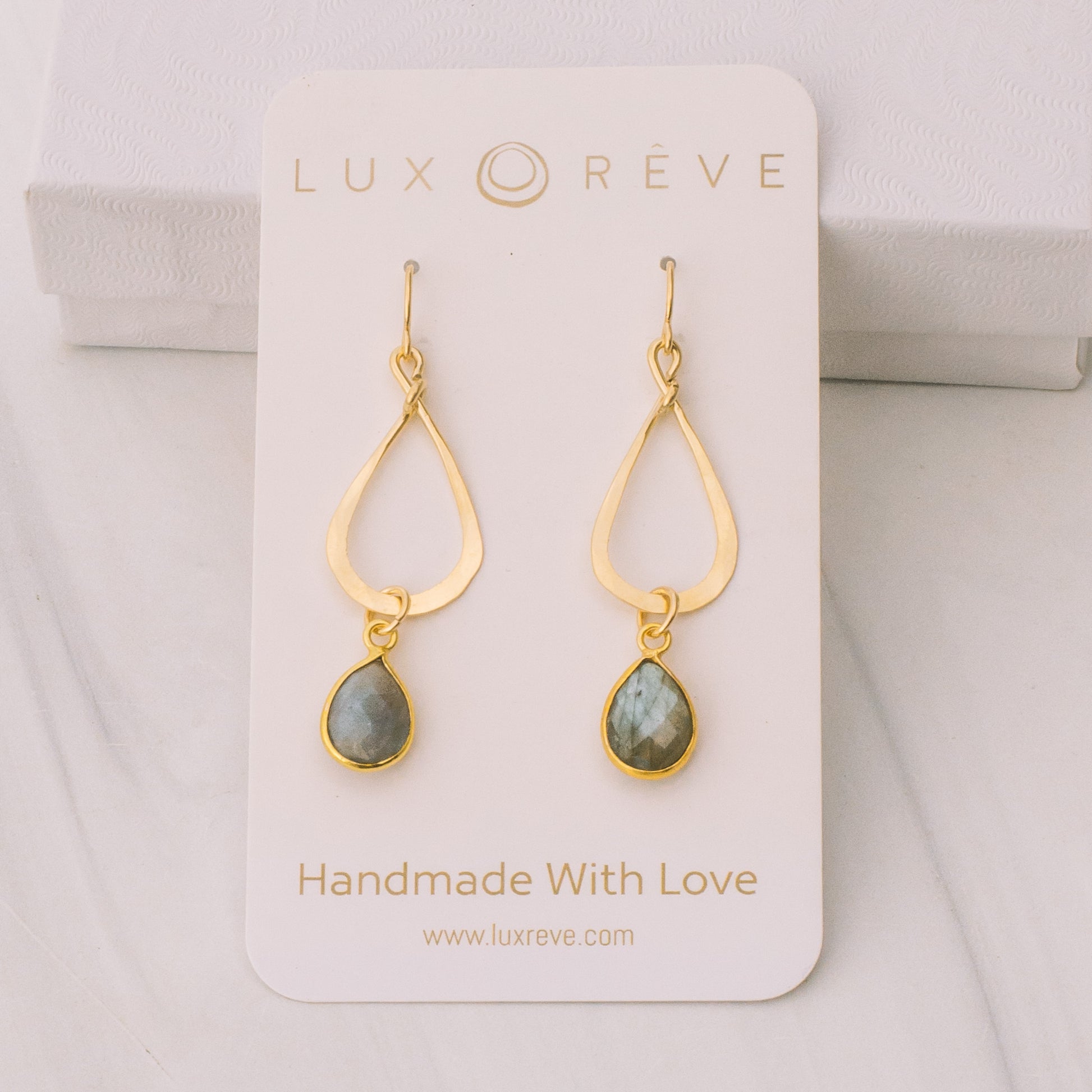 Gold-filled Labradorite Teardrop Earrings - Lux Reve