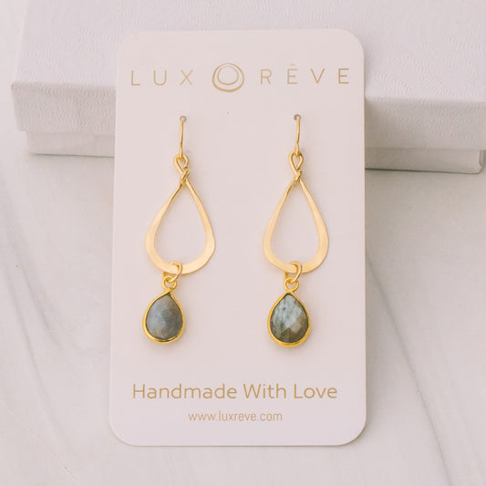 Gold-filled Labradorite Teardrop Earrings - Lux Reve