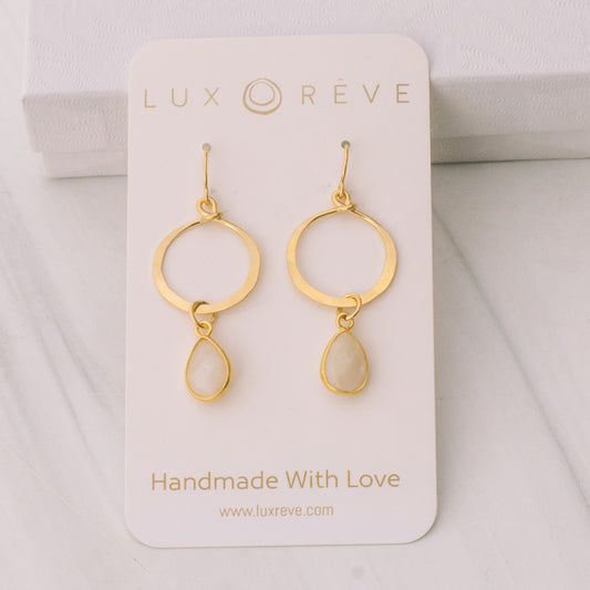 Gold-filled Moonstone Hoop Earrings - Lux Reve