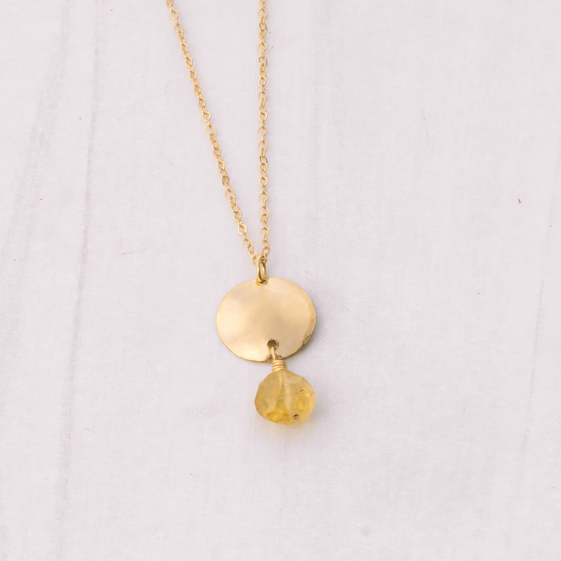 Gold-filled Citrine Coin Necklace - Lux Reve