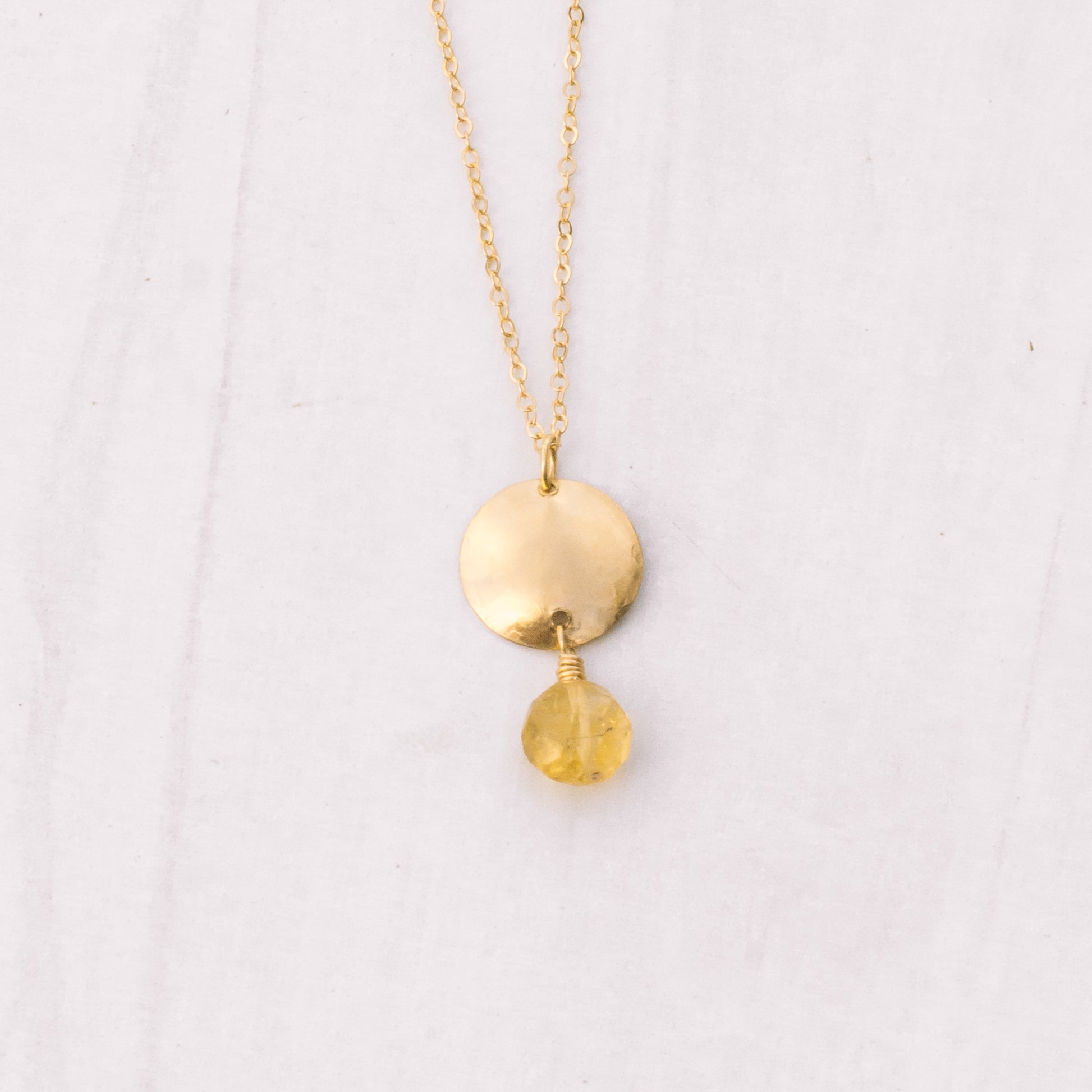 Gold-filled Citrine Coin Necklace - Lux Reve
