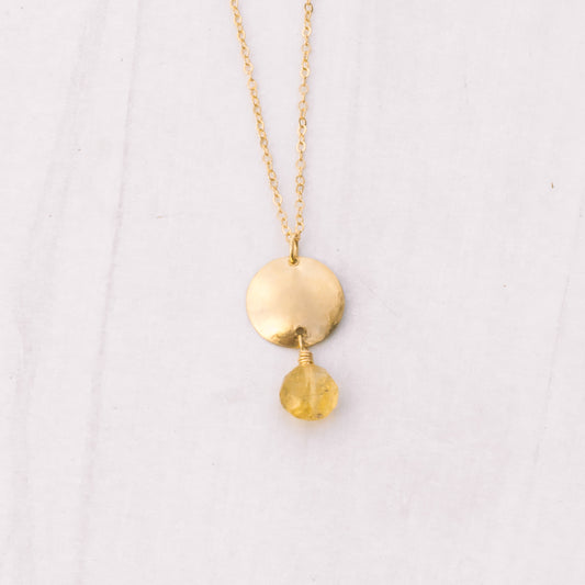 Gold-filled Citrine Coin Necklace - Lux Reve