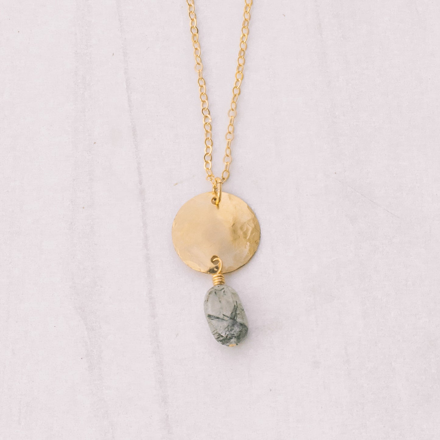 Gold-filled Tourmaline Quartz Coin Necklace - Lux Reve