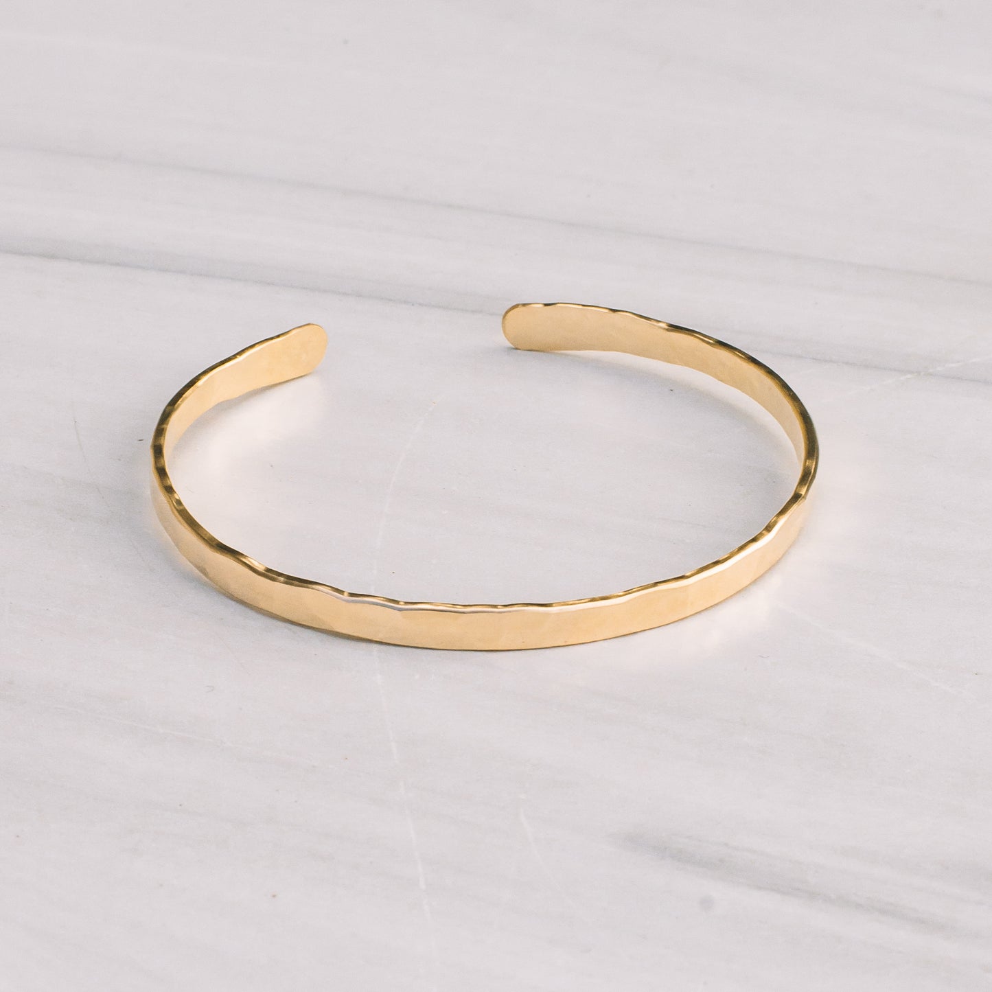 Gold-filled Hammered Rectangular Cuff Bracelet - Lux Reve