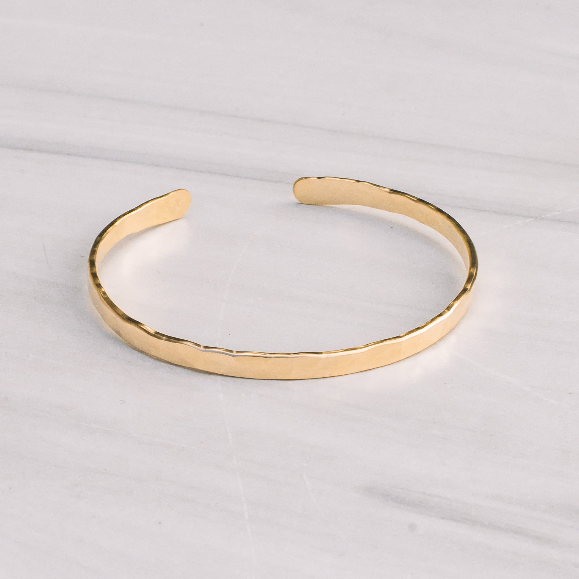 Gold-filled Hammered Rectangular Cuff Bracelet - Lux Reve