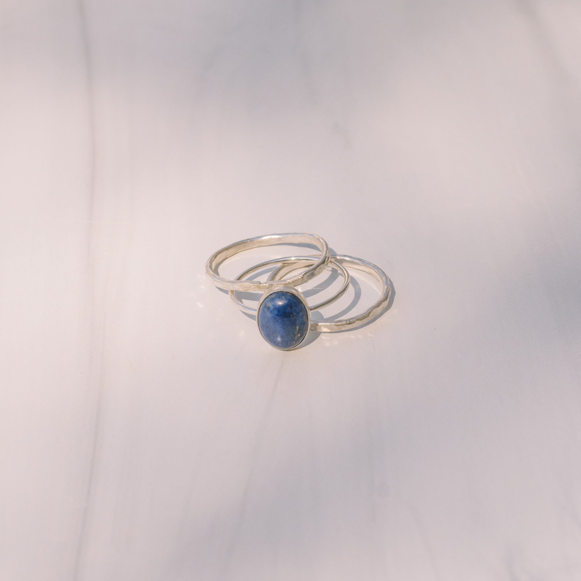 Silver Lapis Stacking Rings