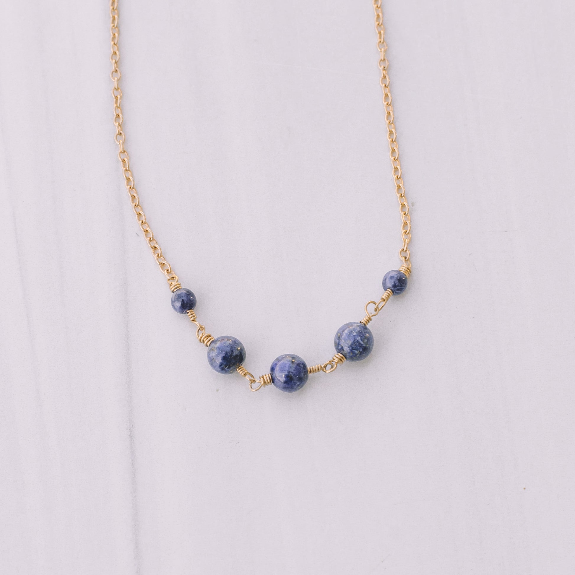 Gold-filled Lapis Beaded Necklace