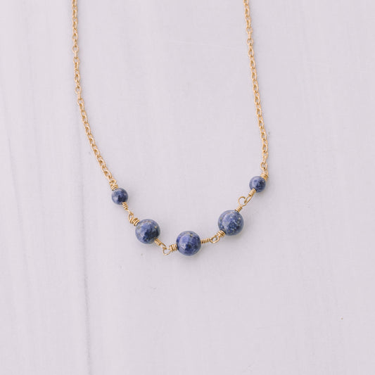 Gold-filled Lapis Beaded Necklace