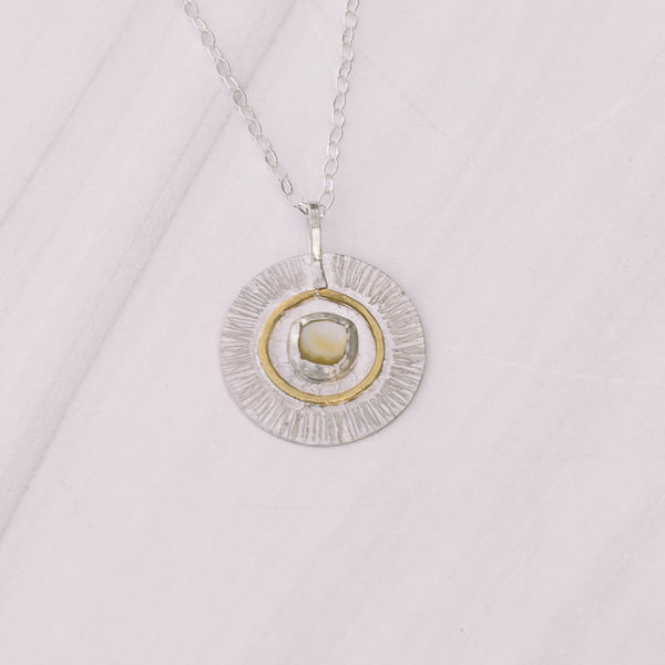 Silver Sundial Long Necklace