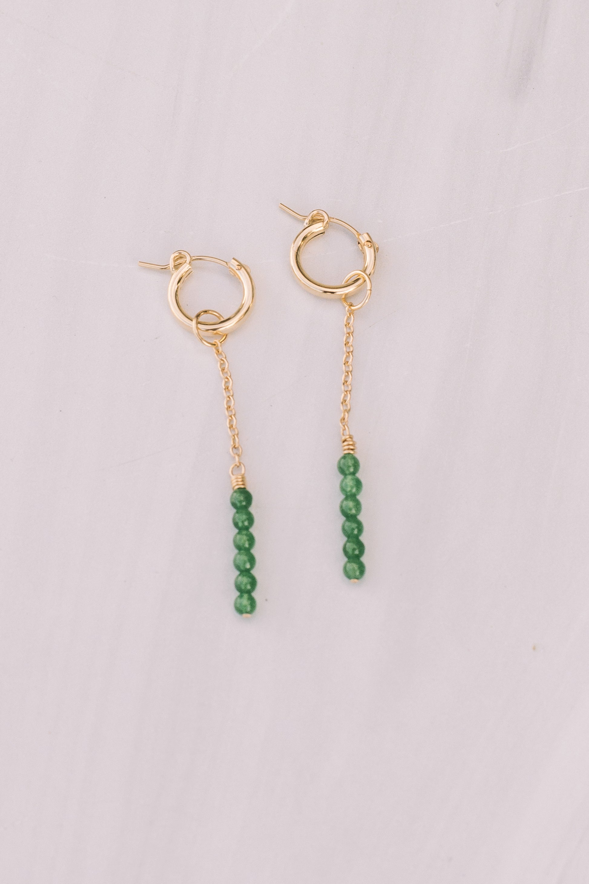 Beaded emerald drop earrings 