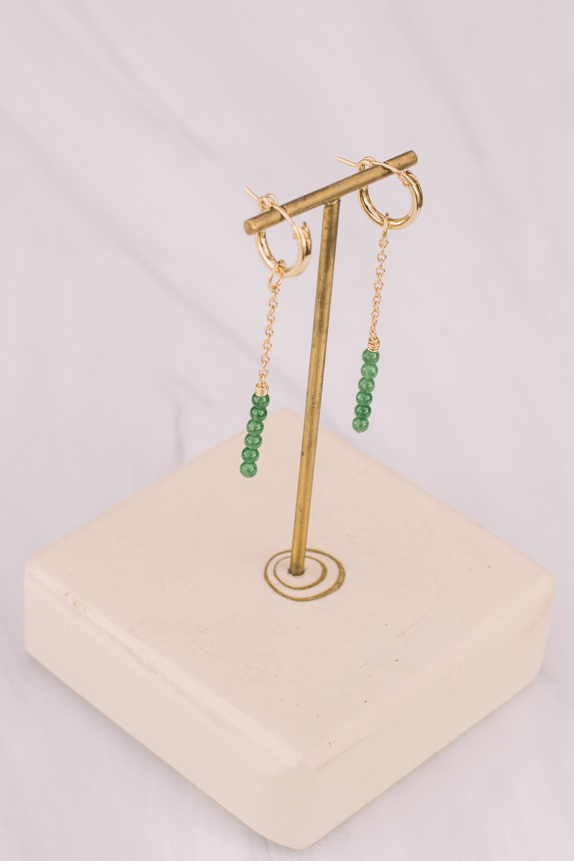 Gold-filled emerald drop earrings 