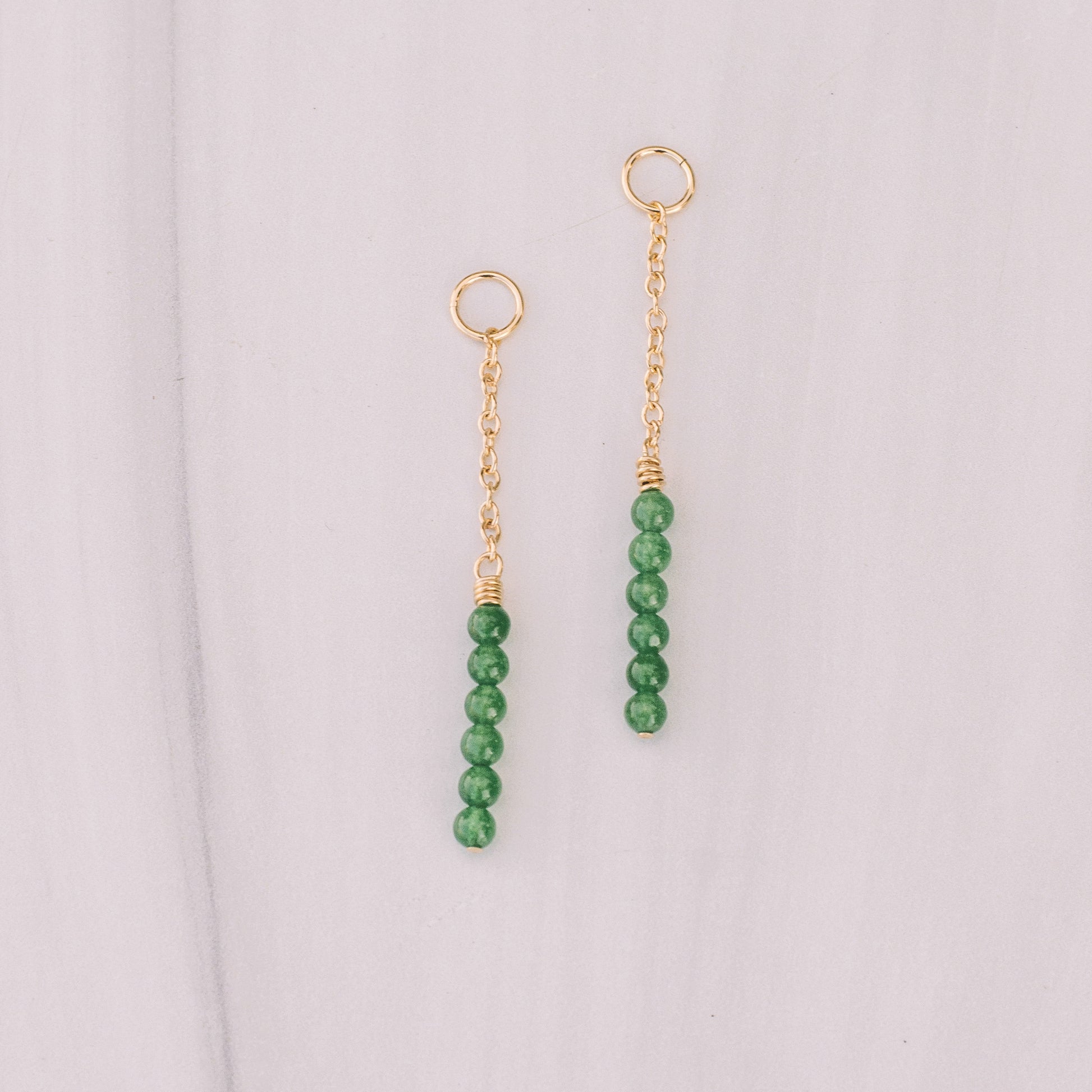 Green emerald beaded drop earring charms