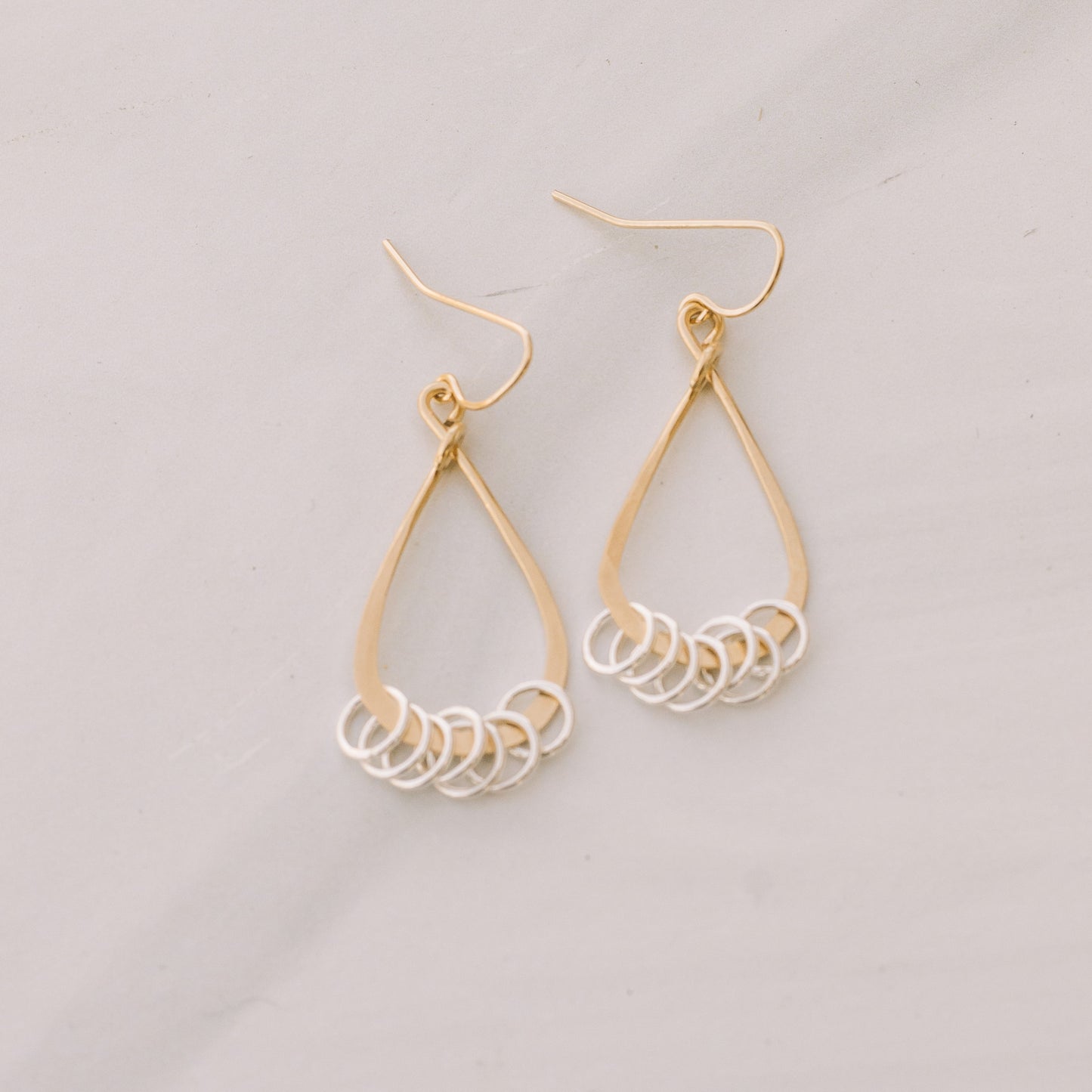 Gold and Silver Teardrop Earrings