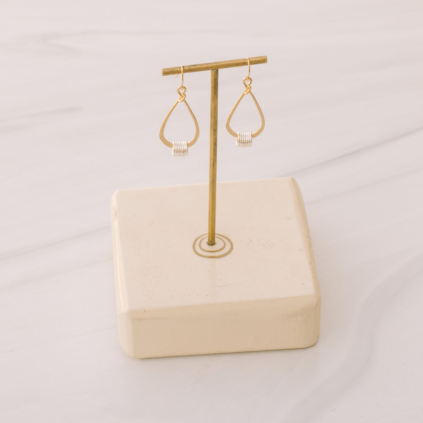 Gold and Silver Teardrop Earrings