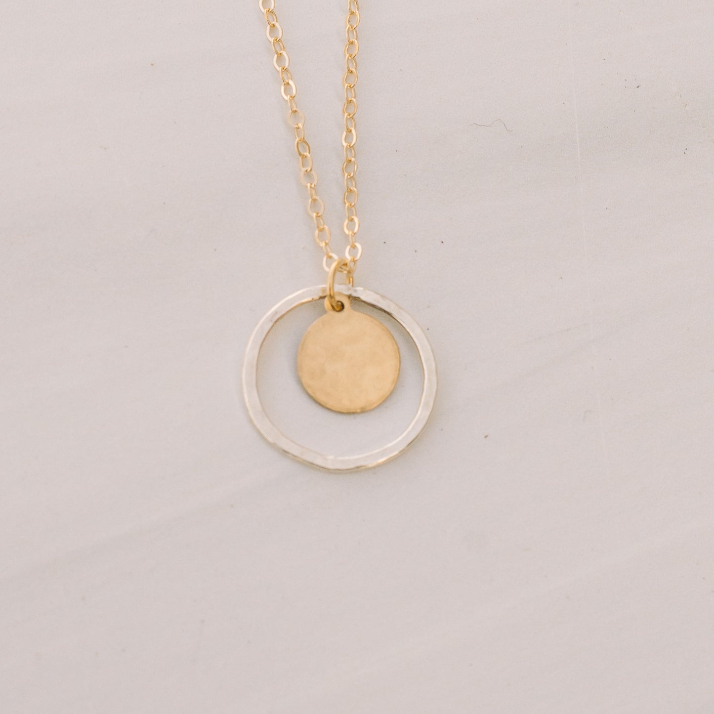 Mixed Metal Circle Necklace