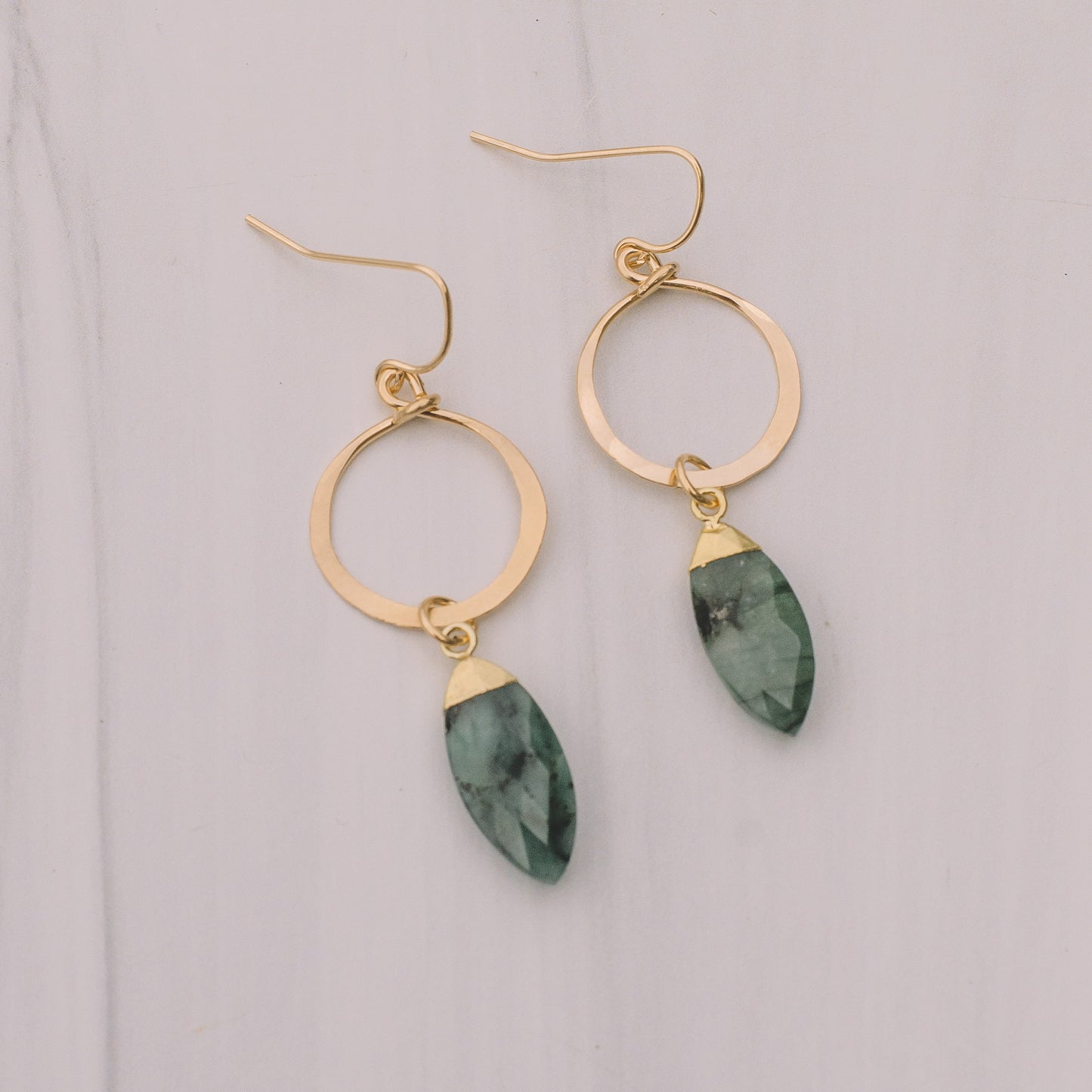 Raw Emerald Mini Hoop Earrings