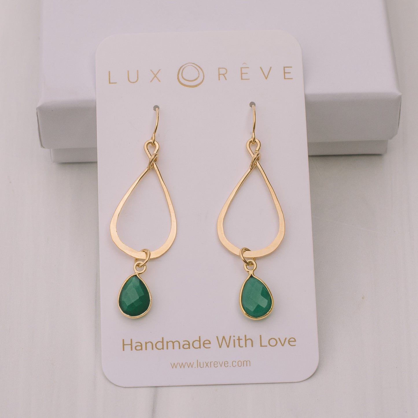 Gold-filled Emerald Tear Drop Hoops