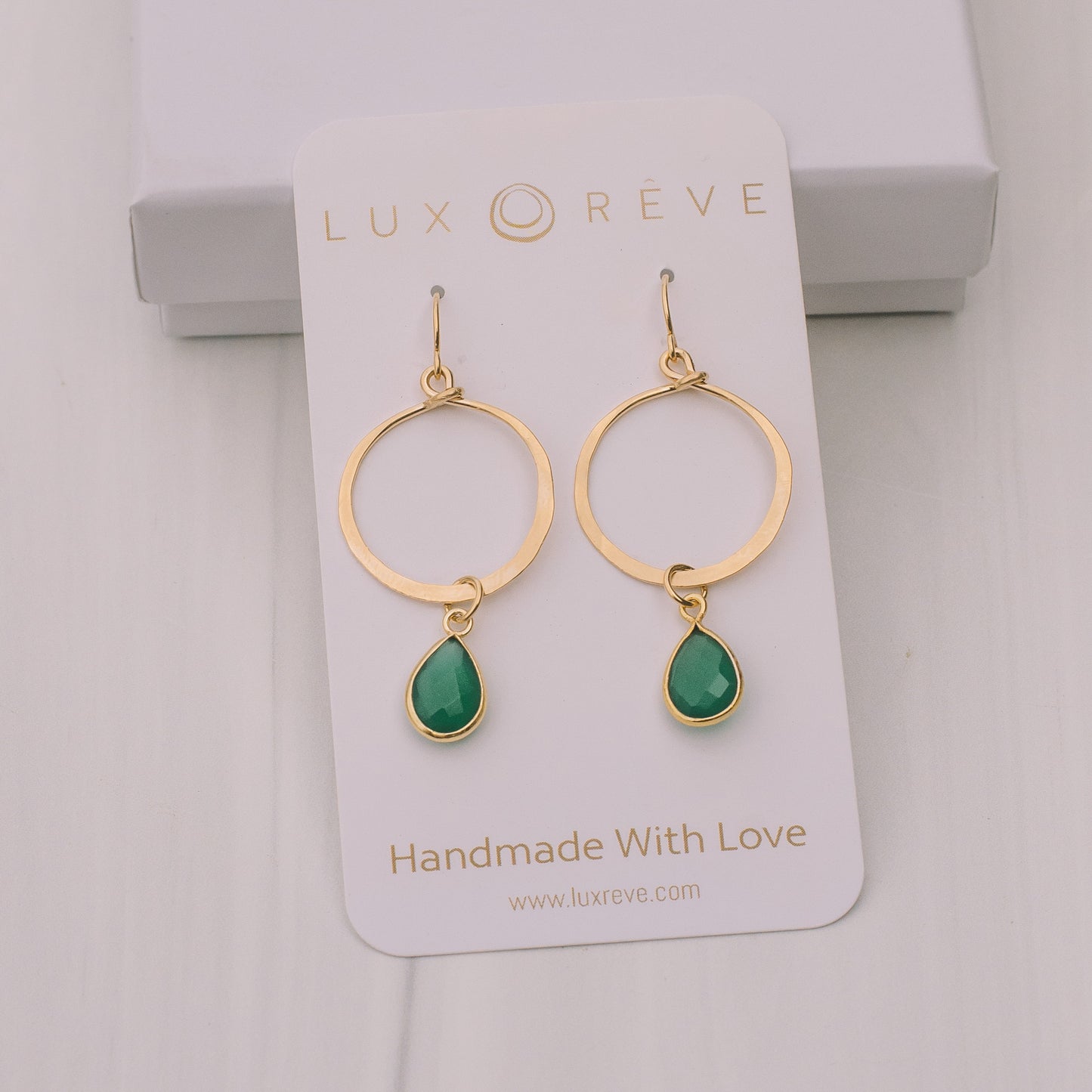 Gold-filled Emerald Hoops