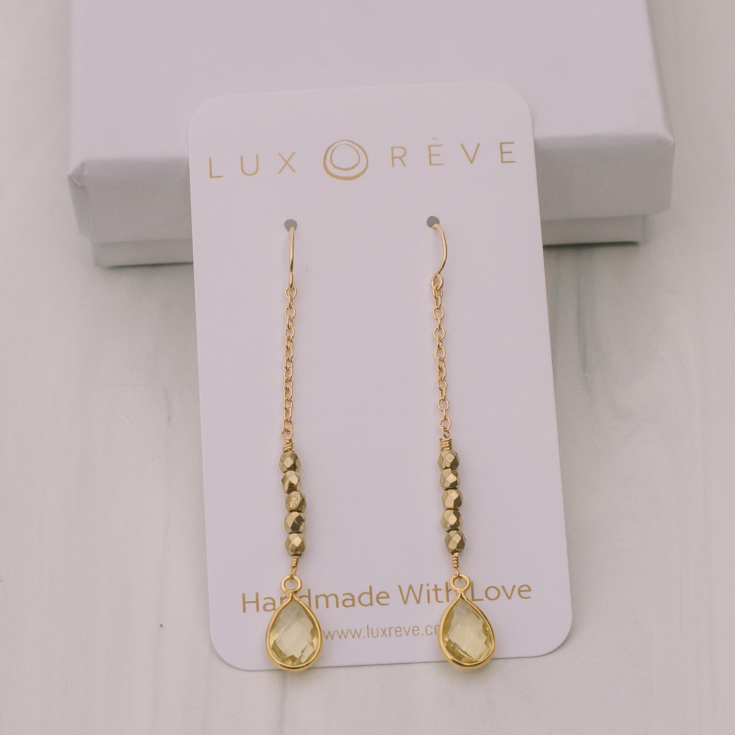 Gold Lemon Quartz Drop Earrings