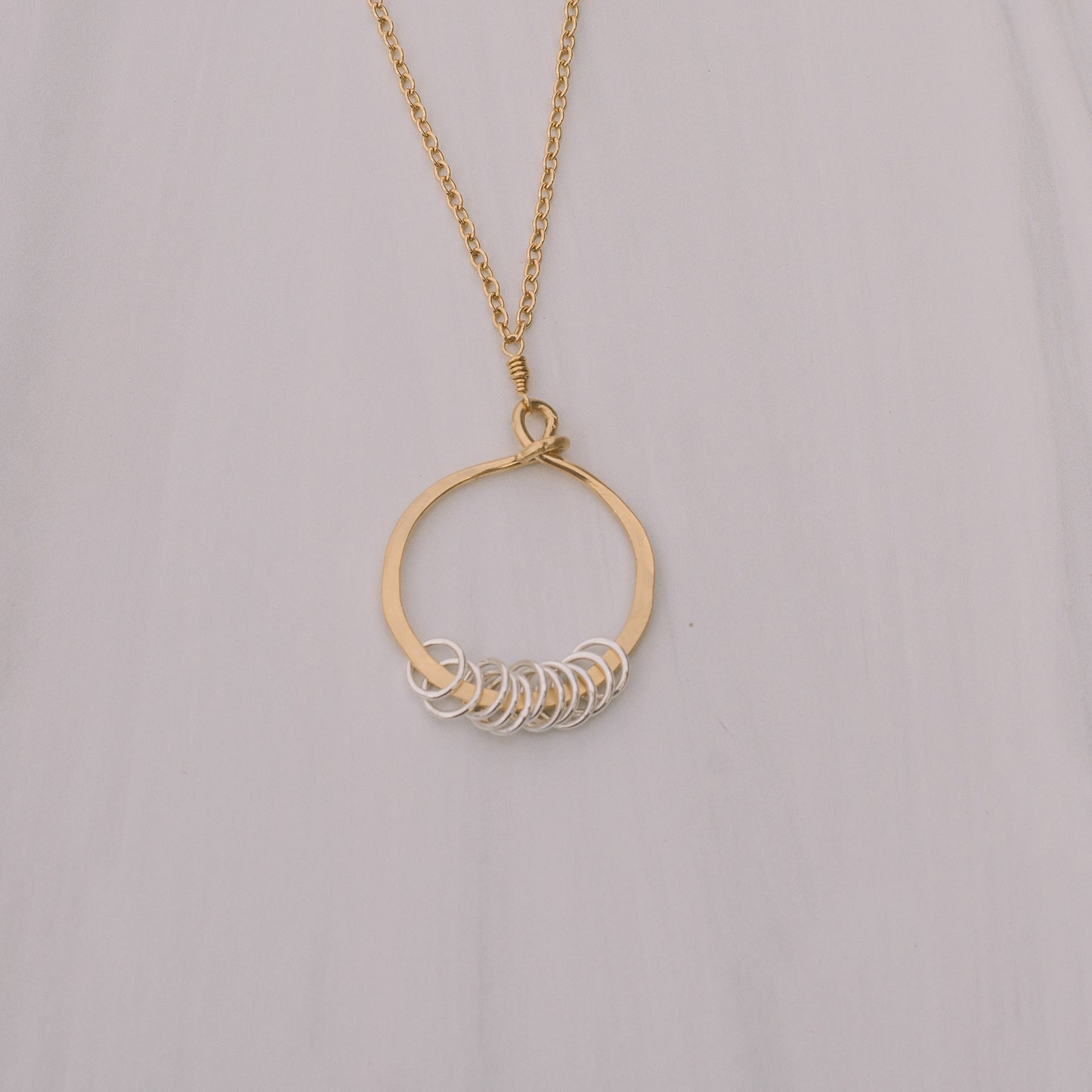 Gold and Silver Long Hoop Necklace