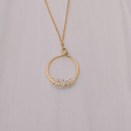 Gold and Silver Long Hoop Necklace