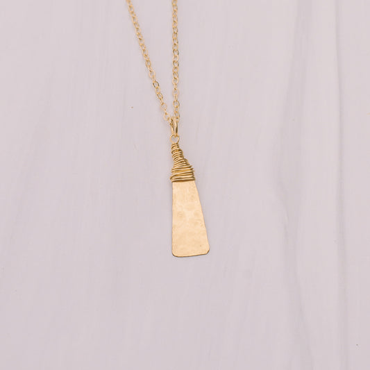 Gold Wire Wrapped Bar Necklace