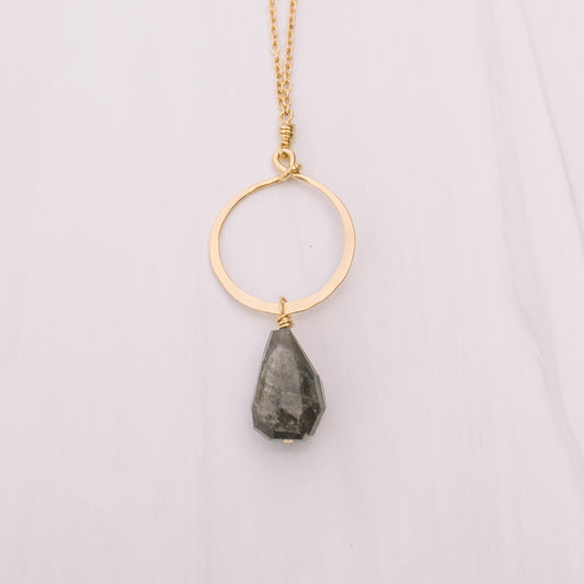 Gold Labradorite Hoop Necklace