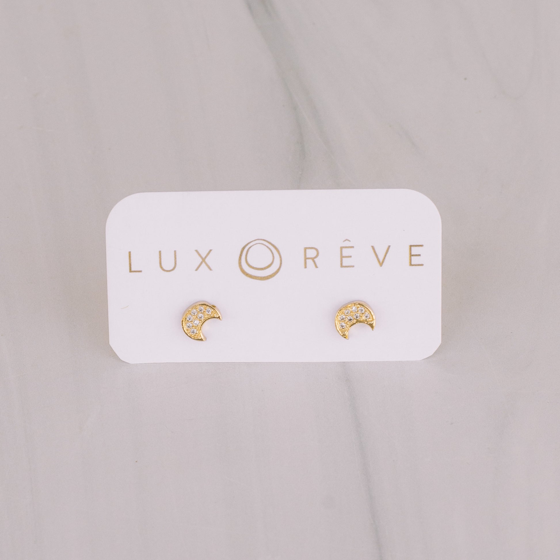Gold Cresent Moon Stud Earrings - Lux Reve