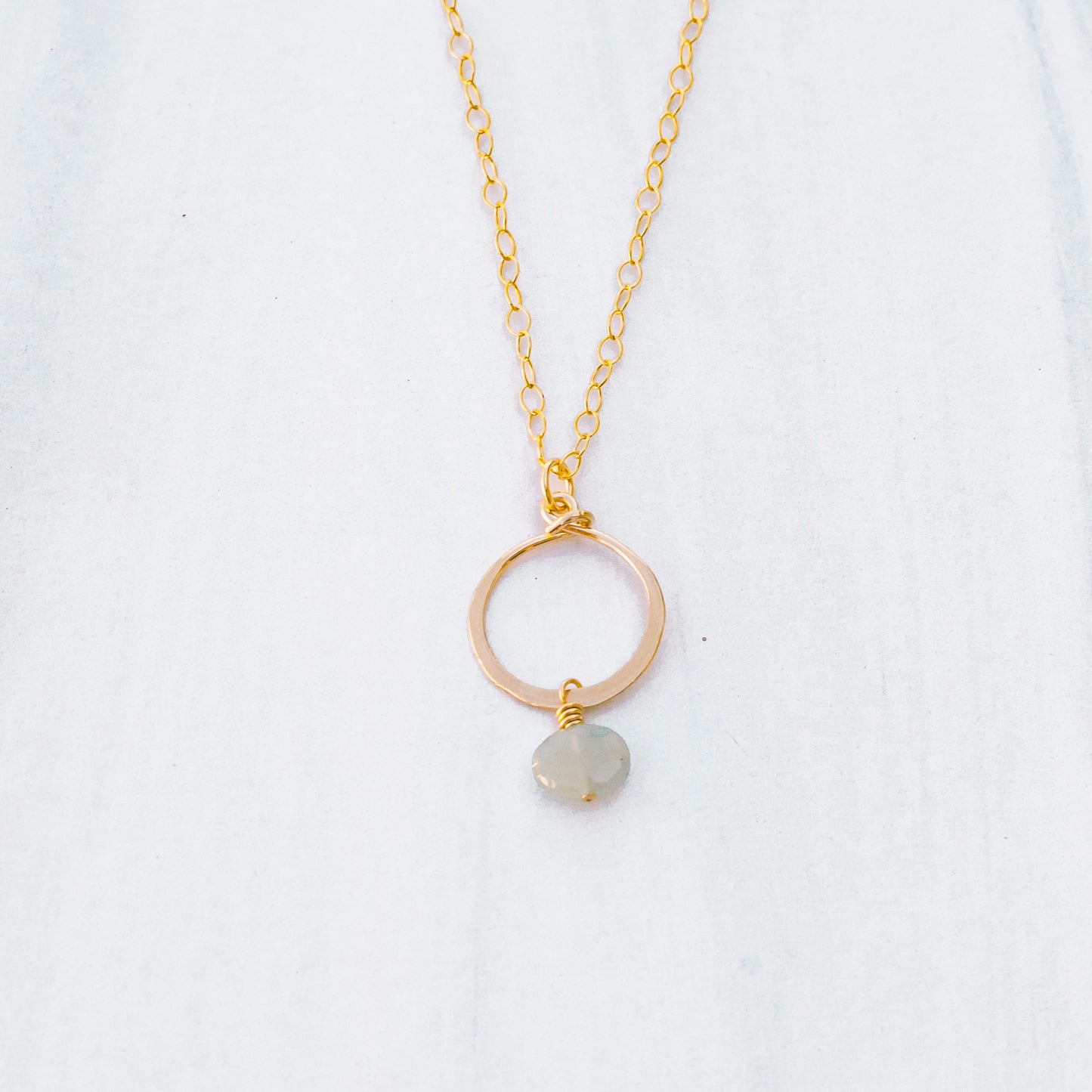 Aquamarine Circle Pendant Necklace