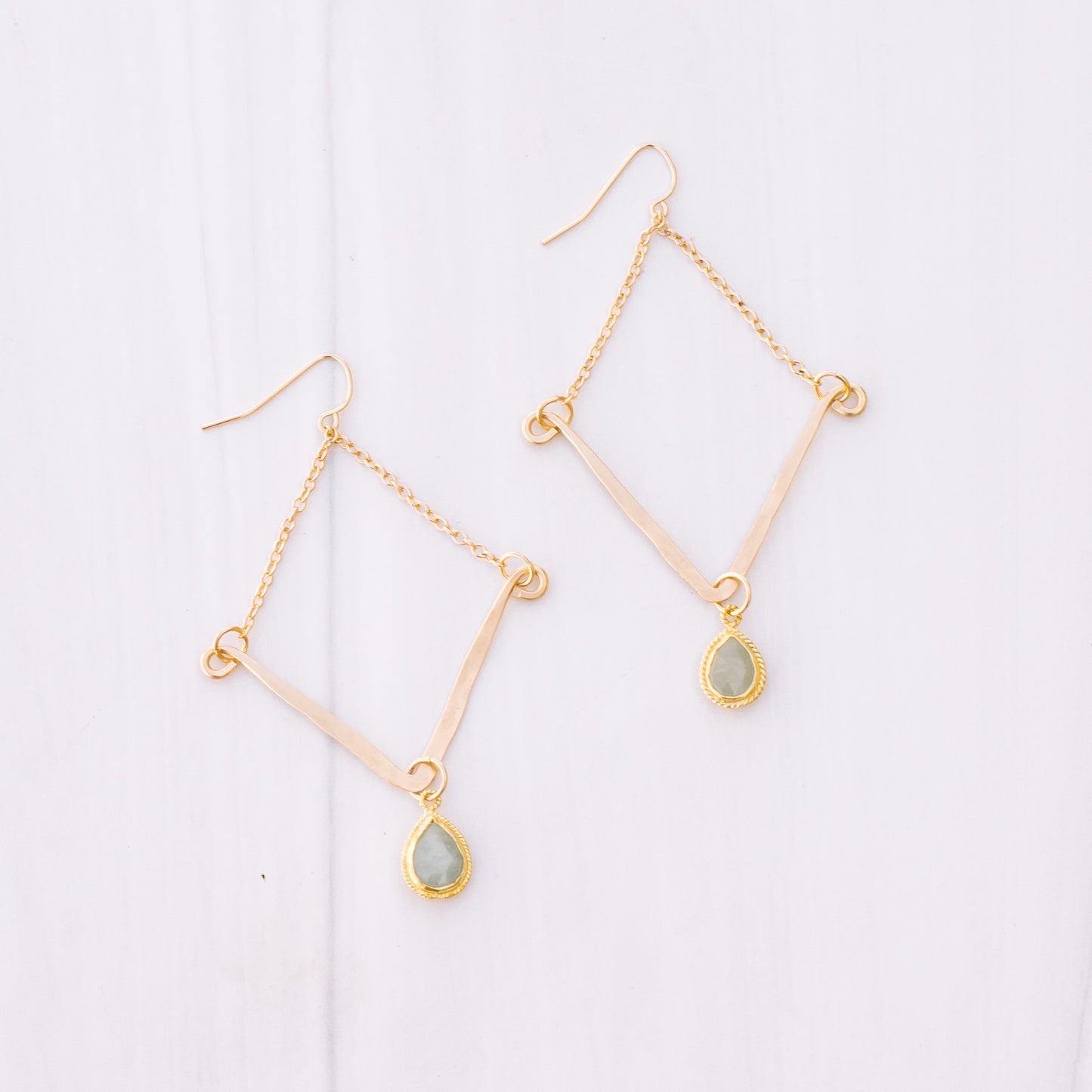 Aquamarine V Shaped Chandeller Earrings