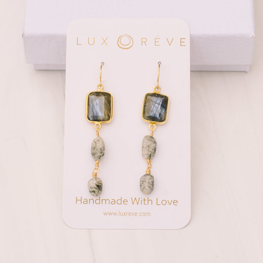 Labradorite and Tourmaline Quartz Earrings