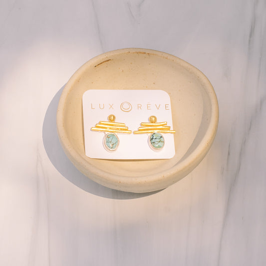 Silver and Brass Turquoise Studs