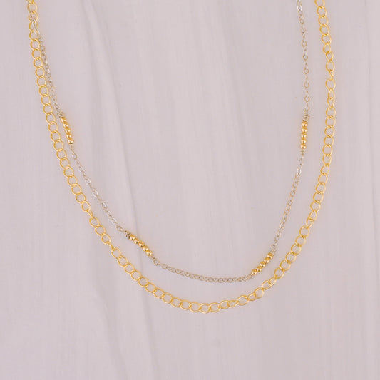 Gold and Silver Layered Necklace - Lux Reve